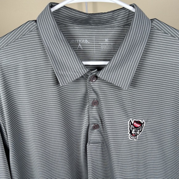 NC State Wolfpack Polo Shirt Mens XL Black Gray Duffy Stretch Golf Football Wolf - Picture 7 of 11